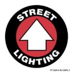 Rhino UV Armor+ Surface Marker saying Street Lighting with an arrow