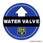 Rhino UV Armor+ Surface Marker saying Water Valve followed by 811 logo