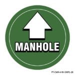 Rhino UV Armor+ Surface Marker saying Manhole with an arrow