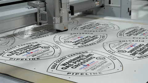 Rhino UV Armor Signs being cut out with machine